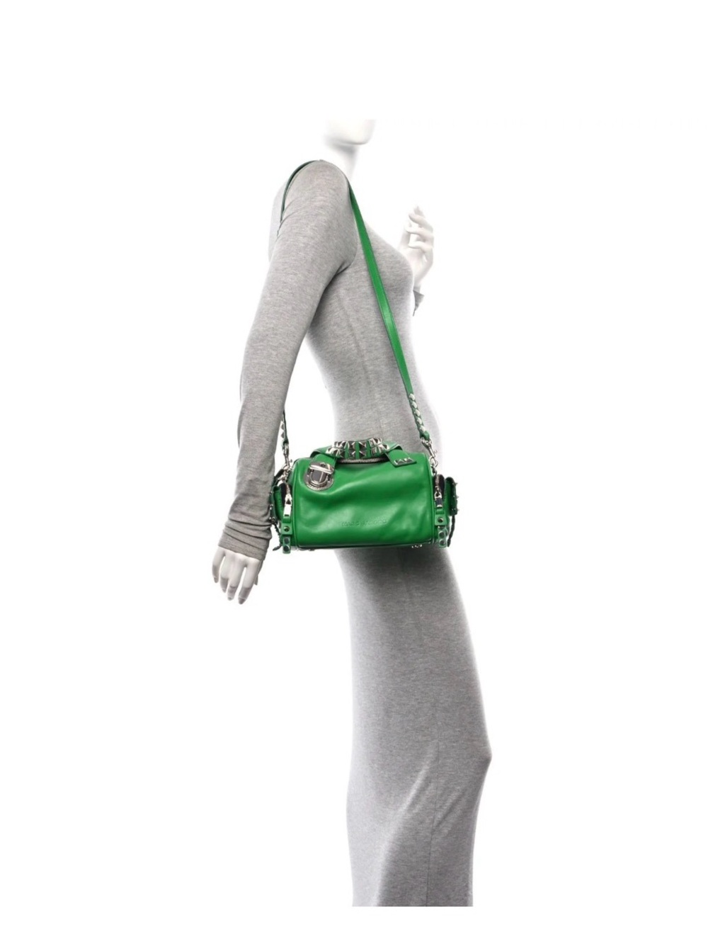 Rare Marc Jacobs Bright Green Studded Leather Satchel - Picture 4 of 10